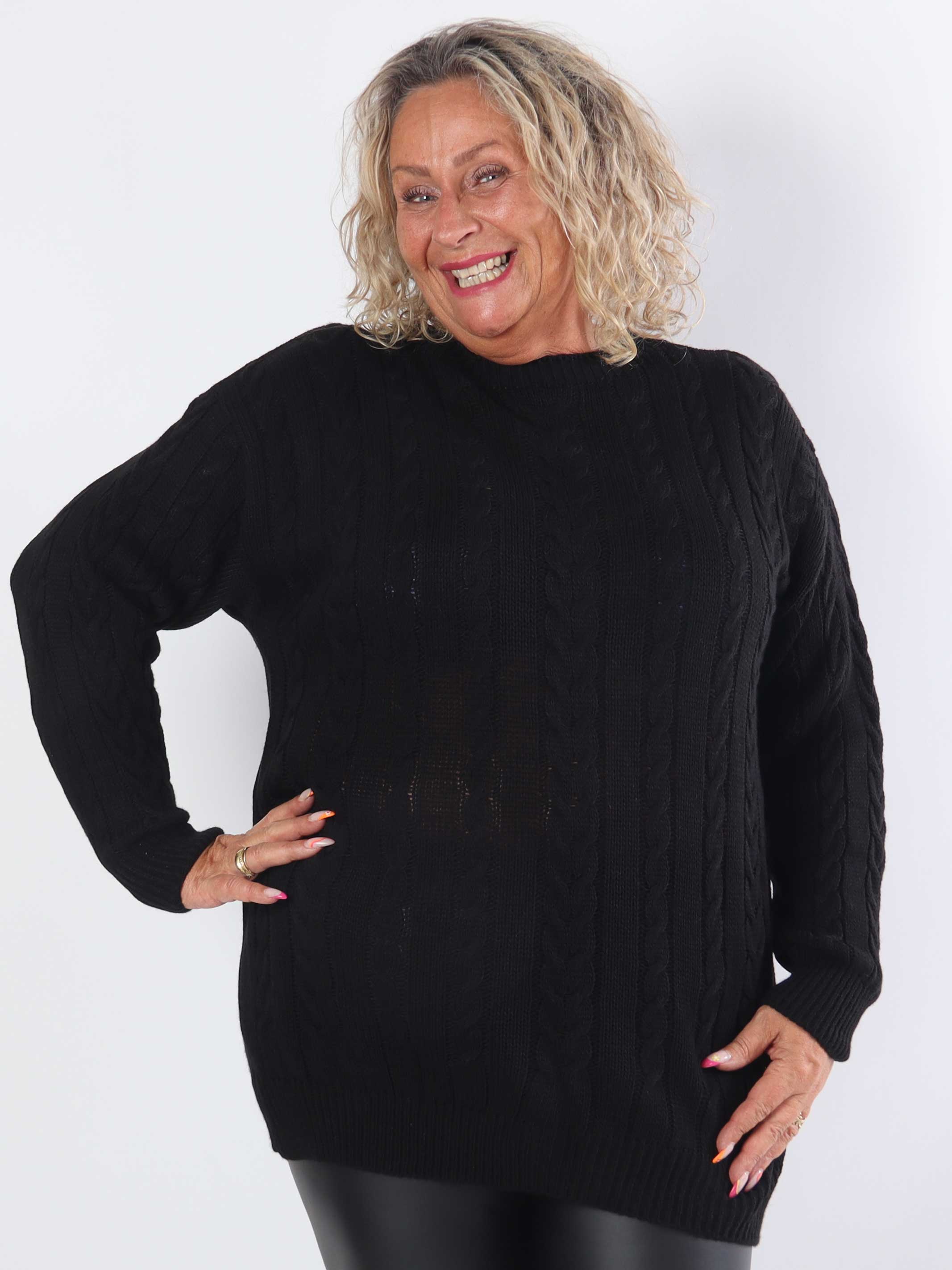 Annisa - Plus size stickad tröja med kabelstickning